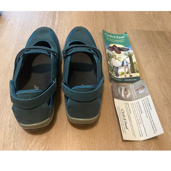 Orthofeet Womens Sanibel 898 Teal Blue Suede Mary Jane Comfort Shoe Size 11 - Picture 3 of 6